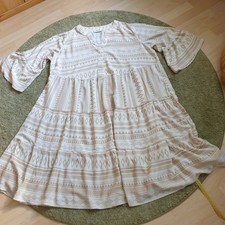 Damen-Sommerkleid Weiss-Braun gemustert, Gr.XXL