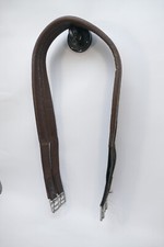 HKM - Sports Sattelgurt 125 Leder Braun mit elastischen Bändern an den Schnallen