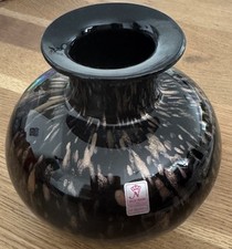 Kugelvase Vase Überfangglas Schwarzglas gold 70er Jahre Nachtmann Kristallglas