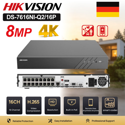 Hikvision 16ch poe nvr 4k - 16ch,