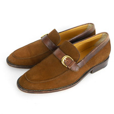 Zilli Slipper Herren UK 7 EU 40 Braun Wildleder Riemen Schnalle Halbschuh Italy