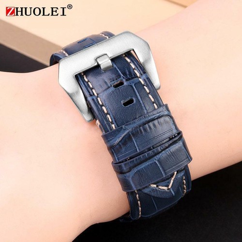 Blau leder uhrenarmband - 24,