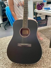 Donner DAG-1 Akustikgitarre 41" Dreadnought Vollgröße Schwarz mit Tasche & Gurt