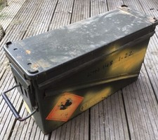 US Arm Munitionskiste Metall Aufbewahrungsbehälter leer Dose olivgrün, gebraucht, mittlere Größe