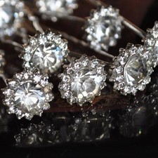 Set 5 Haarnadeln Blume Stern Hochzeit Braut Haarschmuck Strass klar transparent