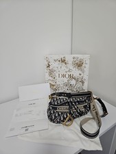 Saddle Bag Dior Oblique Stickerei in Blau