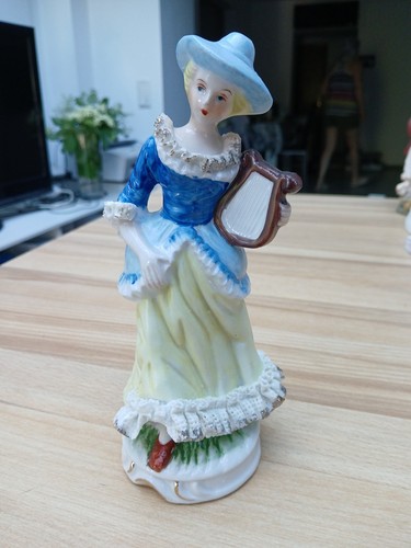 Porzellan figur dame mit harfe - figur,