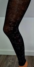 Süße Leggings S M 36 38 40 42 schwarz Muster Barock Emo Leggins Hose Polka Goth