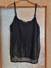 Pieces Top Pailletten Schwarz Größe L Glitzer Sommer Urlaub Mode Party Träger
