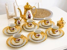 Bavaria Wunsidel 24 Karat Gold Porzellan Set 6 Personen 1960-70 Vintage
