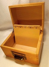 Holz Karteikasten Vintage 17,5x13,5x13,5 cm – Holzbox mit Register A–Z – Retro 