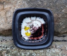 ***KARLSRUHER MAJOLIKA*KERAMIKSCHALE* ASCHENBECHER*N⁰7370*GESCHMOLZENES GLAS***