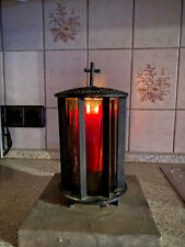 Grablampe / Grablaterne / Grableuchte aus Eisen mit Sockel