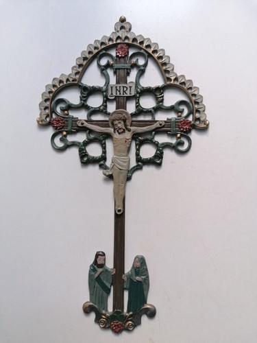 Kühn zinn kreuz farbig bemalt - zinn,