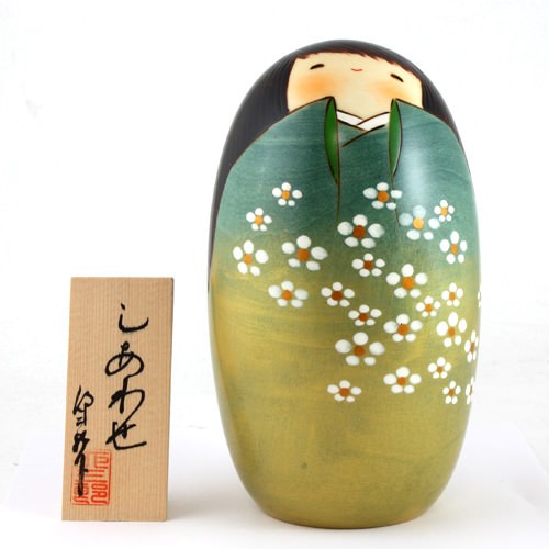 Kokeshi shiawase grün gold - shiawase, grün/gold