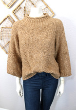 NEU? made in Italy ?Wolle Mix Pullover mit Alpaka Bouclé Optik 40 42 Caramel?