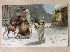 Ak Präge Weihnachtsmann mit Gold