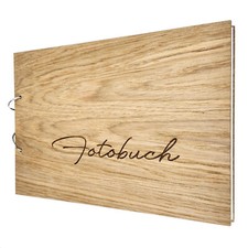 Fotoalbum aus Holz - Fotobuch zum Selbstgestalten und Einkleben - Sammelalbum A4