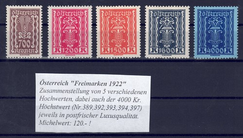 österreich freimarken 1922 - Österreich,