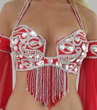 Bauchtanz Kostüm Profi, Sexy Rotes Bauchtänzer Outfit, Auf Bestellung gefertigt