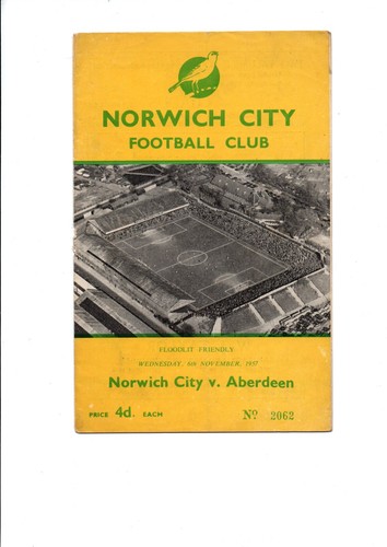 Norwich city v aberdeen - 57/58,