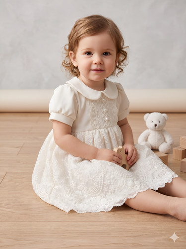 Taufkleid mit kurzen - , Ärmeln