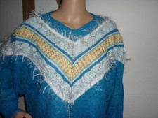 80er True Vintage Batwing Pullover Lochstrick Oversize Jumper Geometrisch