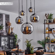 Pendel Hänge Leuchten chromfarben Wohn Zimmer Lampen 5-flammig Kugelleuchte Glas