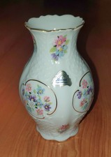 Lindner Vase, Handarbeit, Anemone, Goldrand, 17 cm, Blumenvase