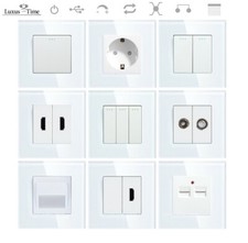 Wippe Lichtschalter Steckdosen Wechselschalter Dimmer USB UP Glas LUXUS-TIME