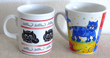 2 Katzen Kaffeebecher aus England Keramik Vintage Becher Tasse Tee Kaffee Mug