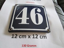 Hausnummer Emaille  Nr. 46 weisse Zahl auf blauem Hintergrund 12 cm x 12 cm 