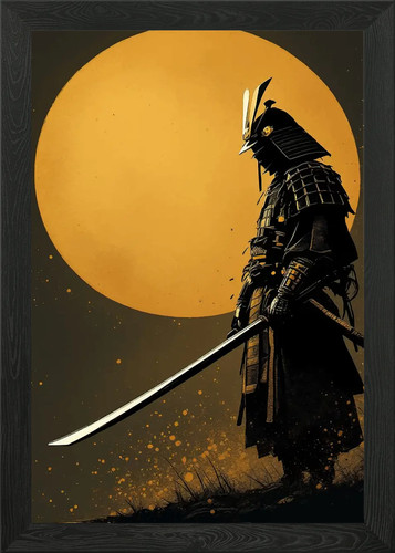 Samurai silhouette gerahmtes - samurai,