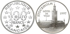 Frankreich 100 Francs 1997 Hotel de Ville Stockholm PP in Kapsel,mit Zert 108621