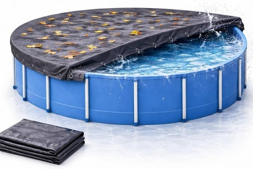 Poolabdeckplane rund schwarz