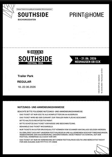 Southside 2026 womo ticket - womo,