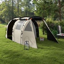 Outsunny Tunnelzelt, Wasserabweisend Campingzelt für 5 Personen,  Garten, Khaki
