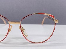Silmo Brille Damen Rot Rund Gold Oval Panto Retro Vintage Metall