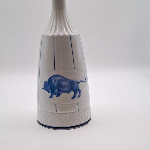 Porzellanvase weiß blau - weiß/blau, mit