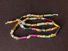 antike Christbaumkette Gablonzer Christbaumschmuck  Hohlglasperlen Länge 102 cm