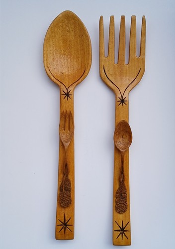 Vintage wanddeko holzbesteck - vintage,