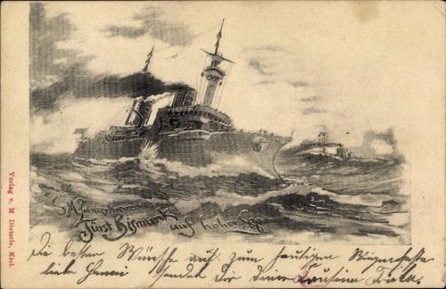 Litho deutsches kriegsschiff - deutsches,