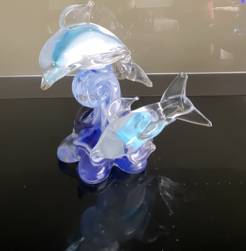 Glas delfine figur - glas,