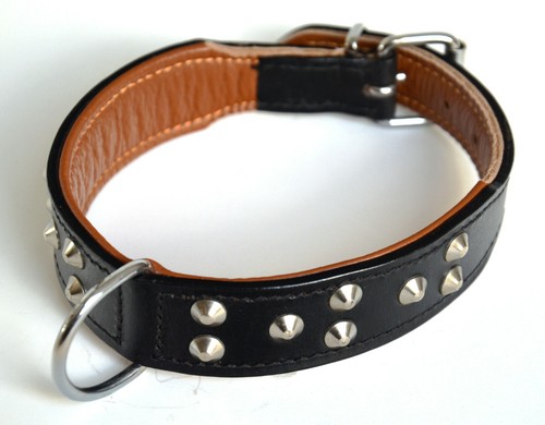 Nieten leder halsband - nieten, leder-halsband