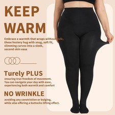 Winter Warm Ladies Fleece Tights Lined Thick Black Full Foot Thermal Plus Size
