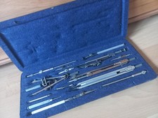 Altes Retro Reißzeug Präzisions Zirkelkasten, Antik Vintage Deko