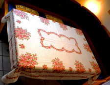 Tischdecke Landhaus Mediteran Provence Shabby Modern 130x160 Baumwolle Rosa Weiß