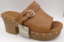 Tamaris Damenschuhe 38 Pantolette Clog Plateau Sandalen braun Leder Neu 4853