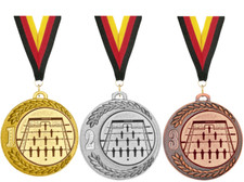 3er GROSSE Tischfußball Medaillen Paris Ø70mm / mit Band & Emblem Medaillen Set