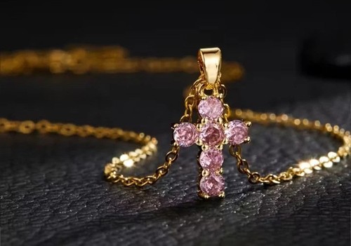 Goldene kreuz halskette rosa - goldene,